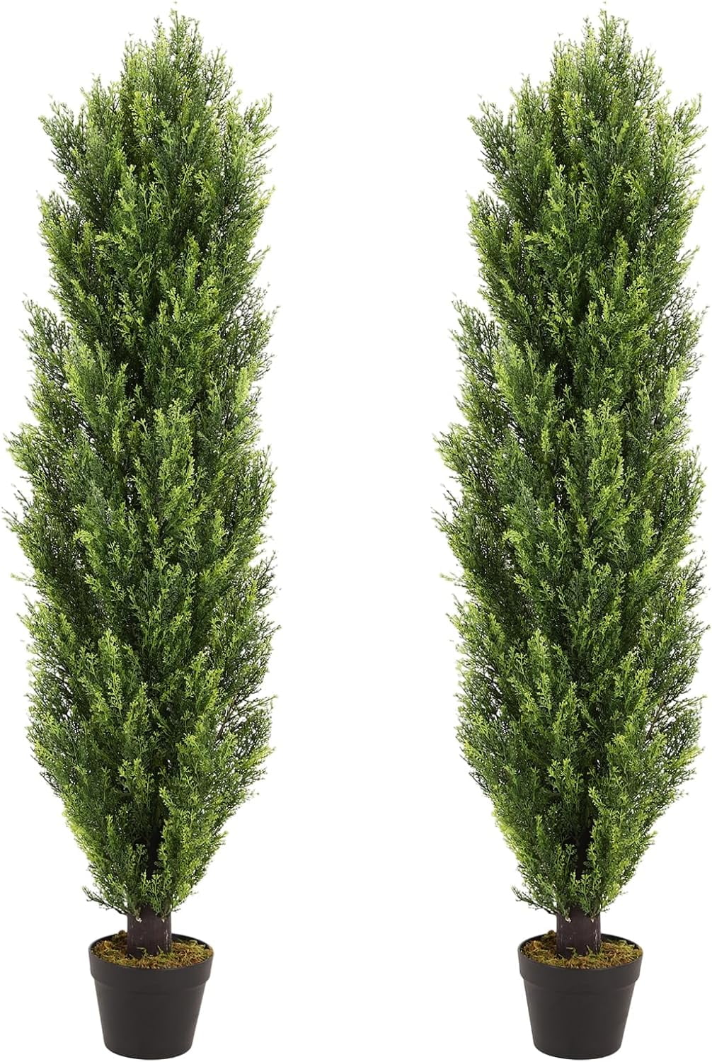 5 Foot Topiary Trees Artificial Outdoor 2 Pack Large Cedar Pine Fake Plants UV Resistant 5ft Faux Topiary Bushes and Shrubs Set of 2 for Home Indoor Front Porch Patio Decor