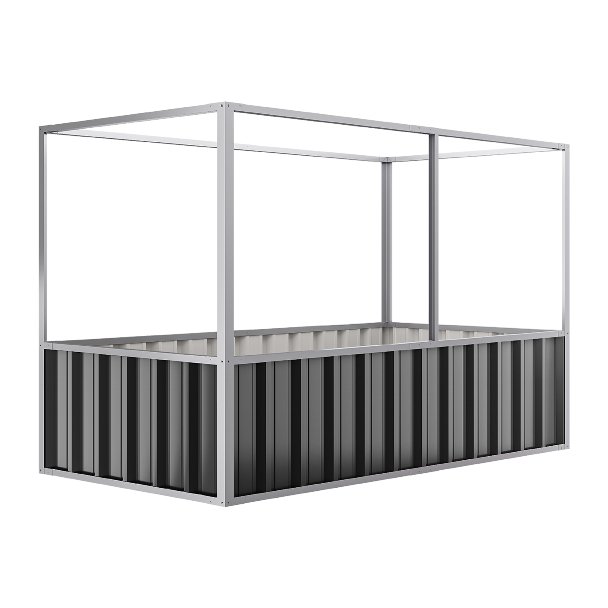 ModFusion 5.7x3x2.9 Ft Tall Raised Gardening Bed, Anti-Bird Protection Netting, Galvanized Steel Metal, Outdoor Planter Kit Box, Dark Gray