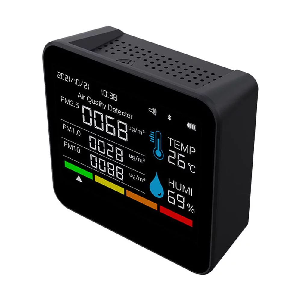 Andoer 9 in 1 Air Quality  CO2 Meter Carbon Dioxide TimeDate CO2 TVOC HCHO PM2.5 PM1.0 PM10 Humidity Detection Support APP Control with Function for Home Office Car