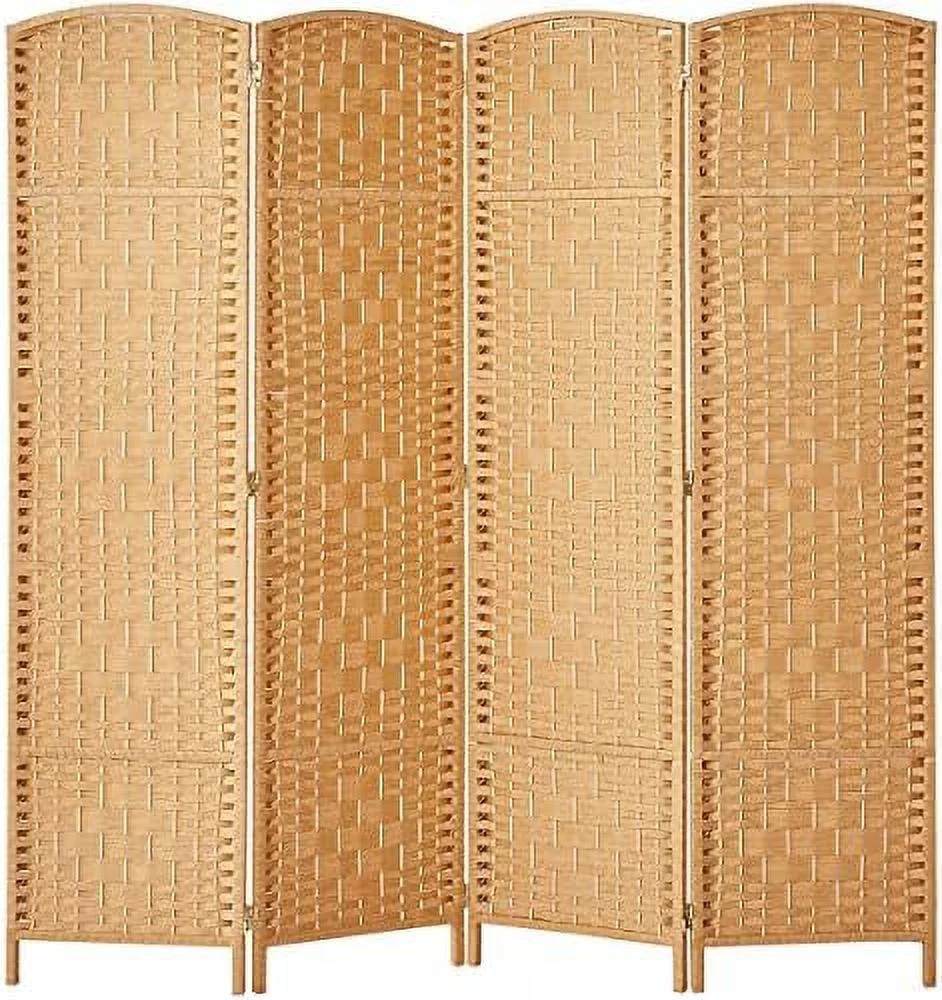 SJOLKMN RHF 6 Ft. Tall Extra Wide- Weave Fiber Room Divider  8 Panel Room Divider/Screen Room Dividers and Folding Privacy Screens 8 Panel&Room Dividers and Folding Privacy Screens-Na