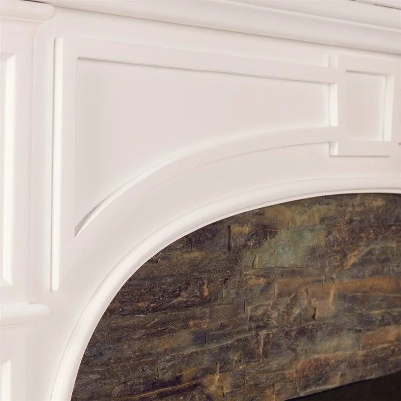 SEI Furniture Tanaya Faux Stone Electric Fireplace in White