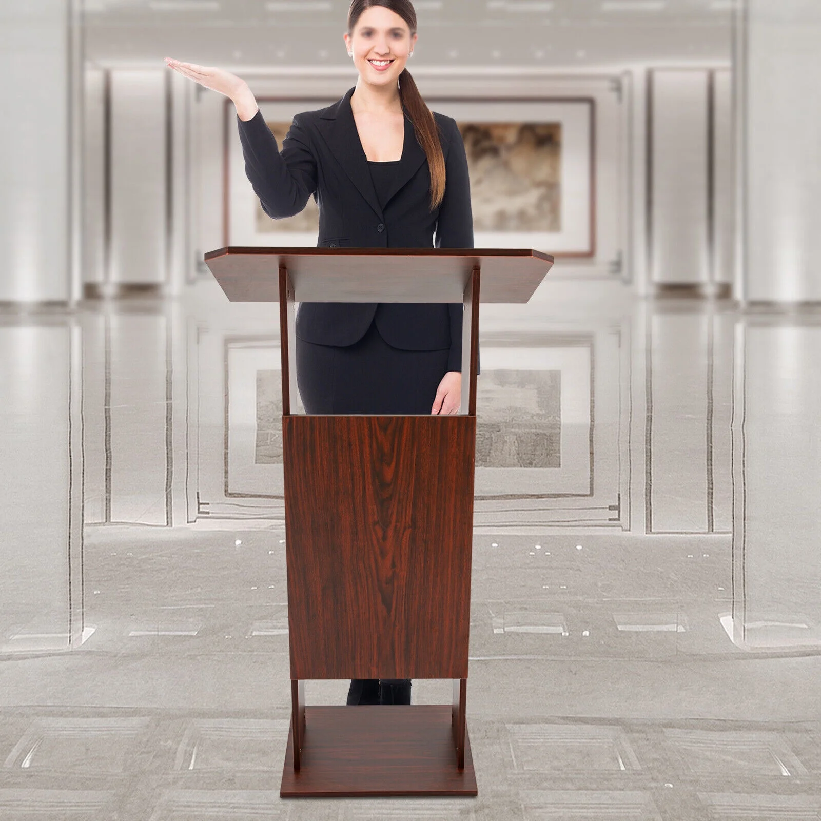 Conference Pulpit Podium Moveable Speech Podium School Stand Church Lectern Wood