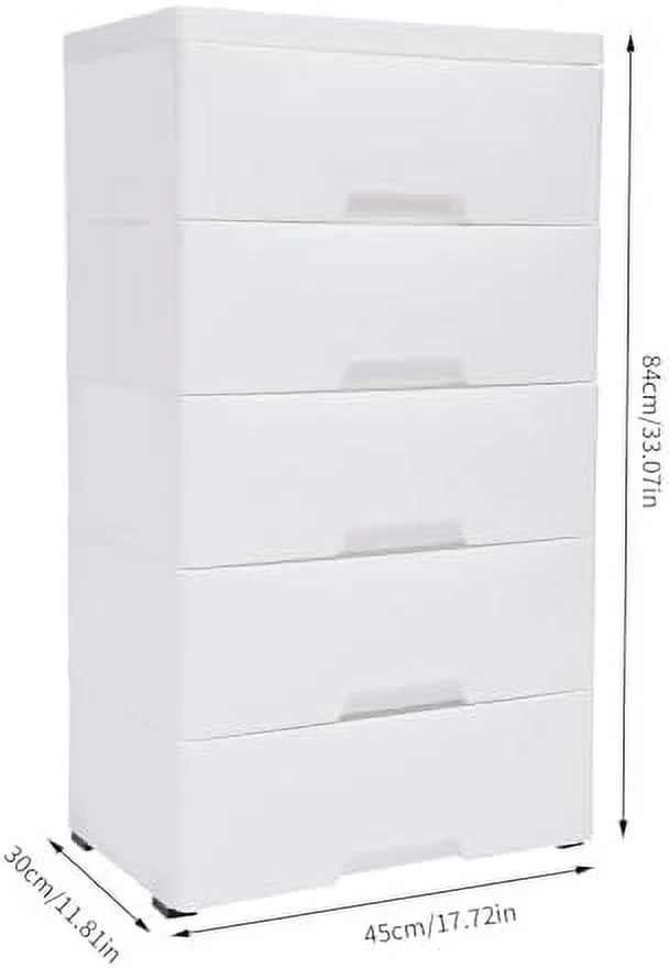 RSJIWOGZ Plastic Drawers Dresser   Cabinet with 5 Drawers  Closet Drawers Tall Dresser Organizer with 4 Wheels for Clothes  Playroom  Bedroom   12"x16"x33" - Colorful