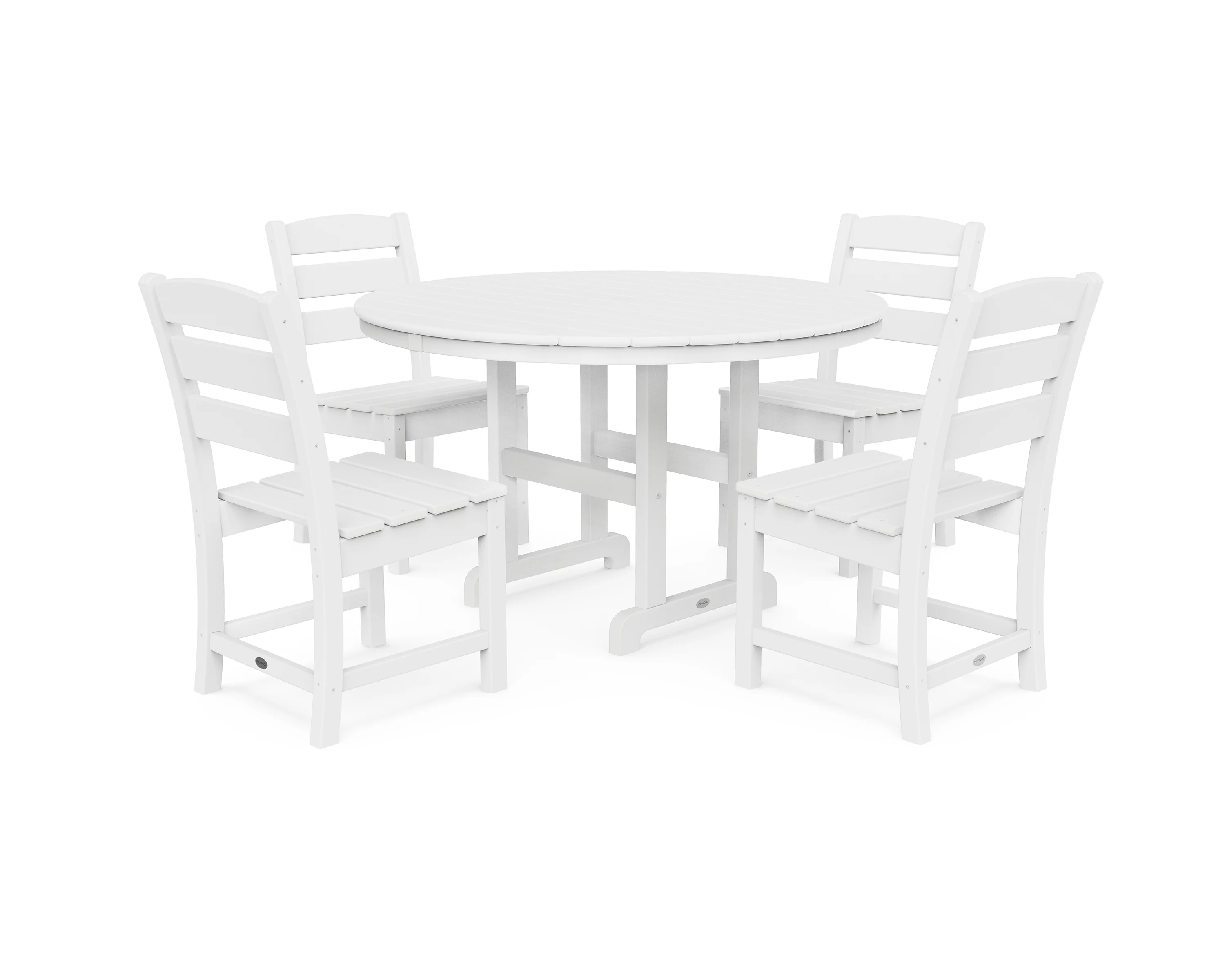 POLYWOOD Lakeside 5-Piece Round Side Chair Dining Set in White