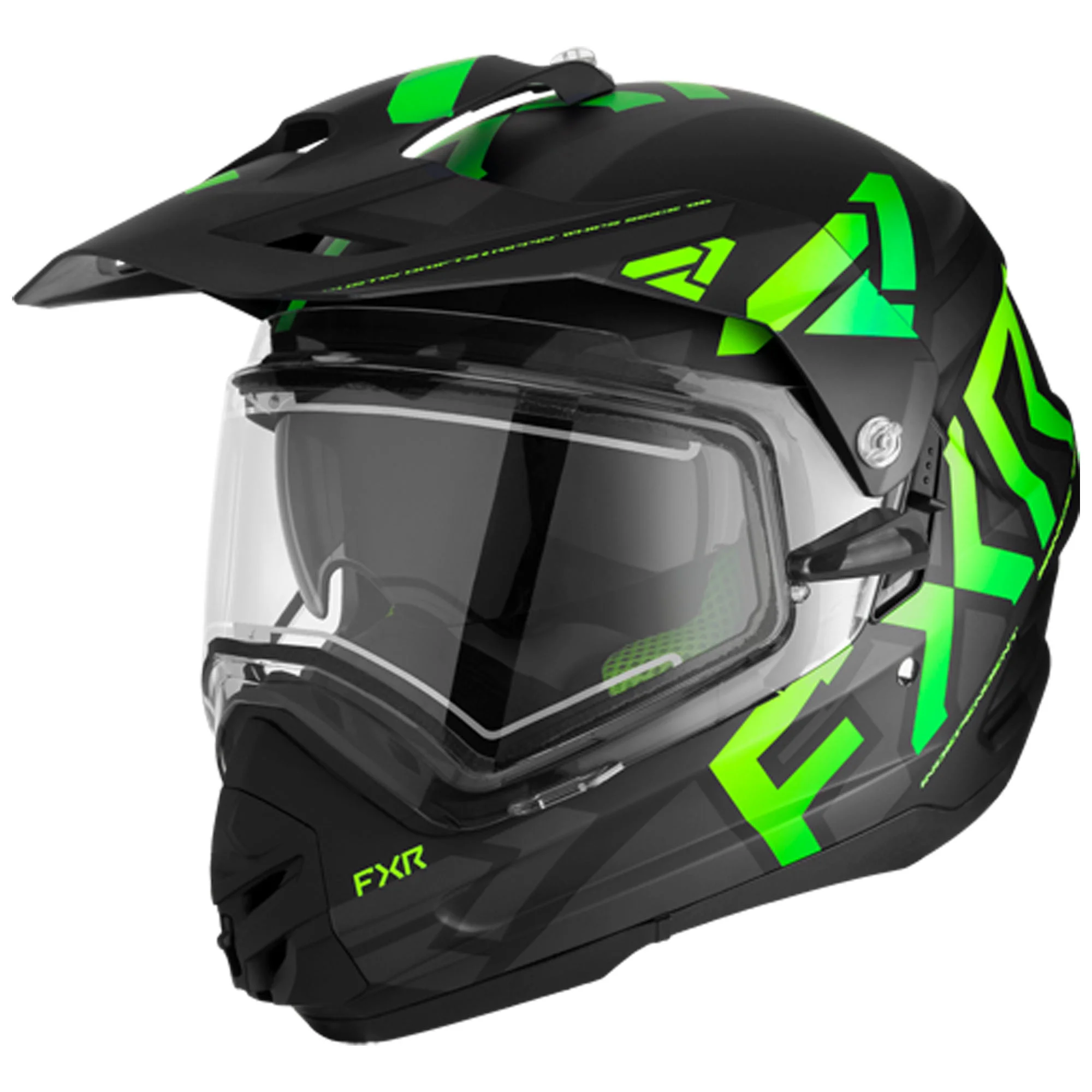 FXR Torque X Team Helmet W/ Elec. Shield and Sun Shade Black / Lime Large (2024)