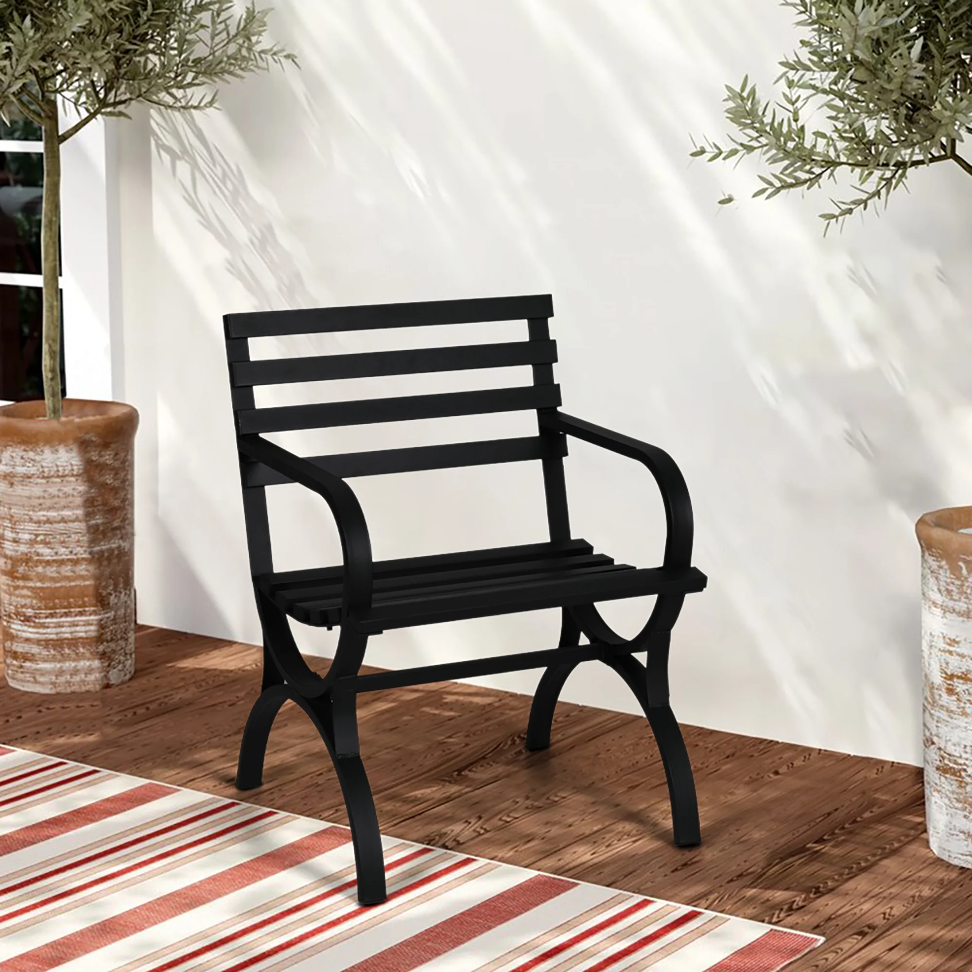 MF Studio Outdoor Garden Single Seater Chairs for Porch Lawn Yard Deck, Black