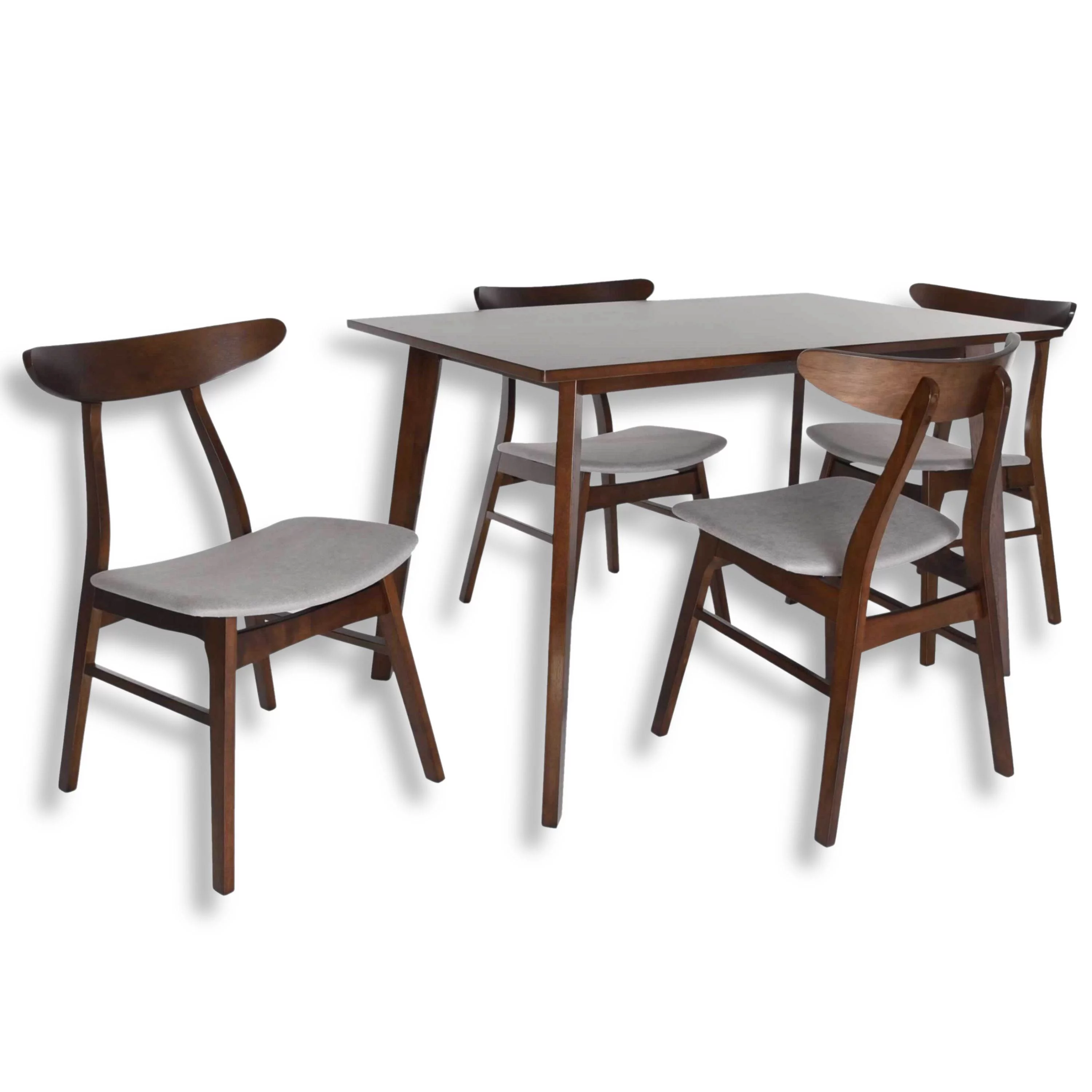 Zenvida Mid Century 5 Piece Dining Set Wood Table Fabric Chairs Seats Four