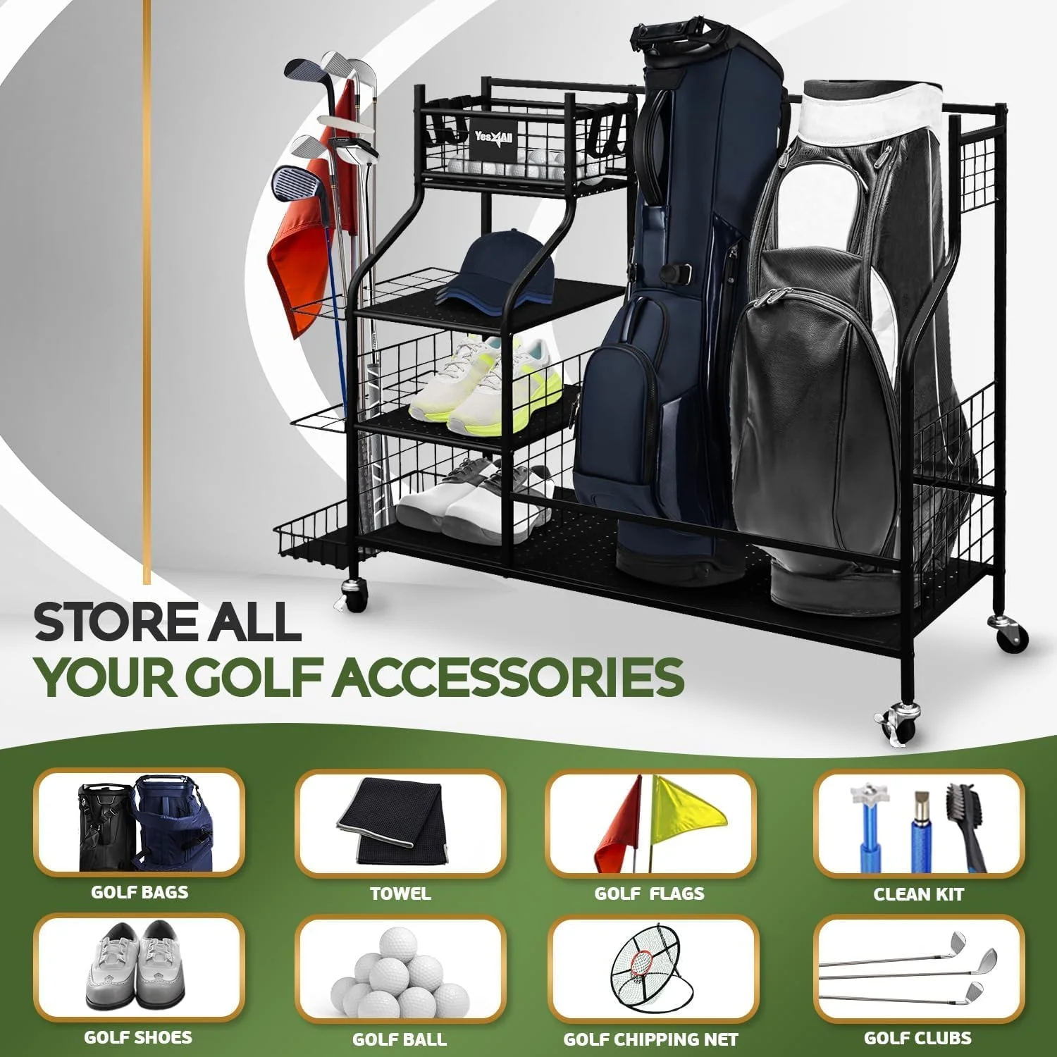 Golf Storage Garage Organizer - Extra Putter Stand