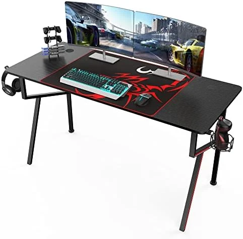 JDZHAPPYLIFE EE  ERGONOMIC Gaming Desk 47 Inch  Small Gaming Computer Desk Table for Small Space Gamer Desk with Mouse Pad Headset Hook Cup Holder Controller Stand  Black
