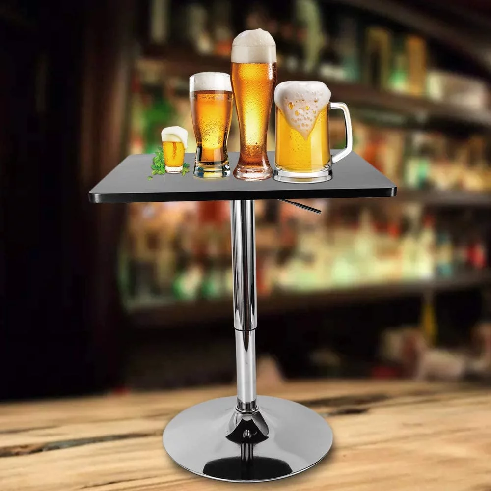 JYHOME 23.6'' Square  Table  Height Adjustable Pub Table 27-35.4 Inches  Swivel Pub Table  Cocktail Table with Base  Perfect for Home  Coffee Small Space  Black