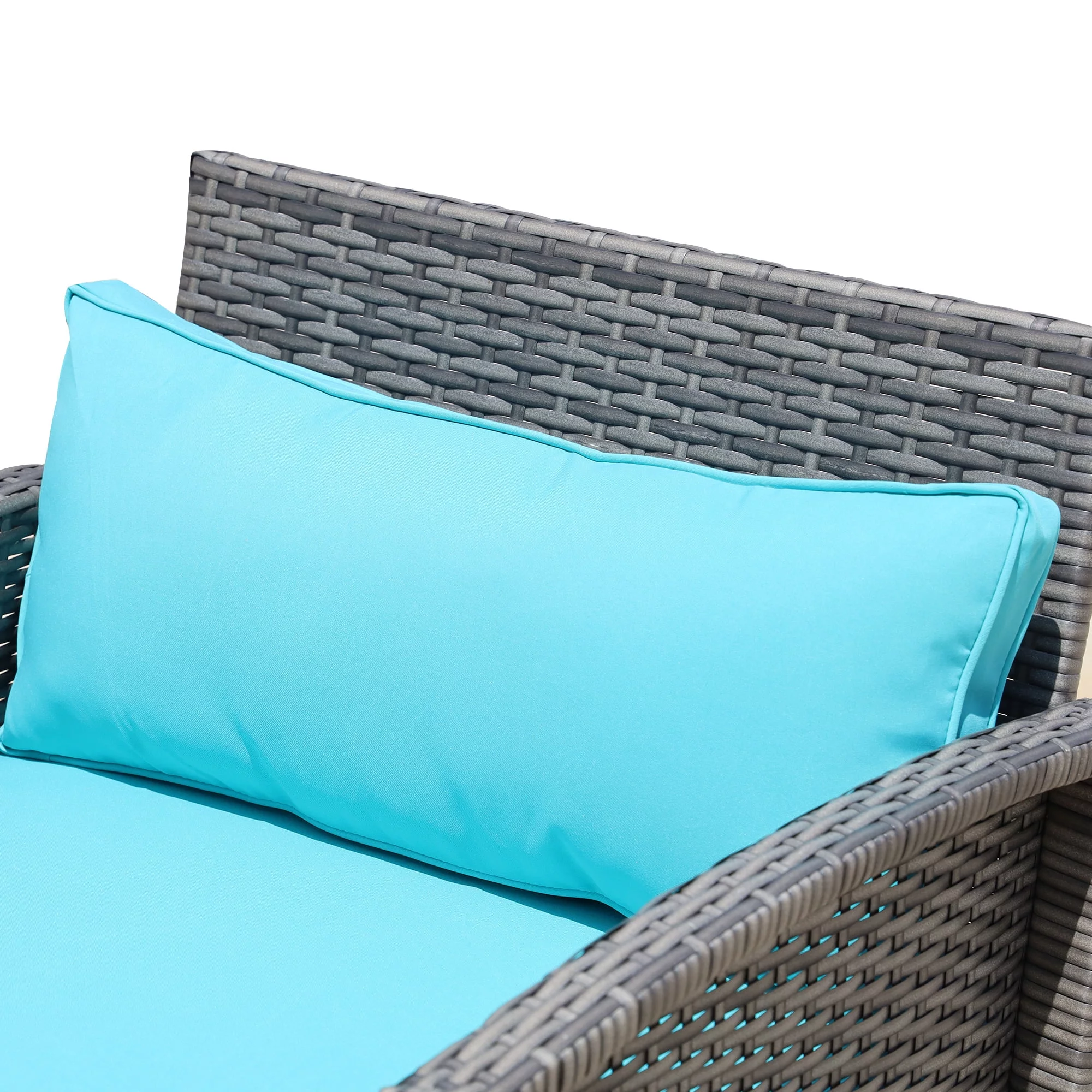 Outsunny 3pc Patio Furniture Set, Cushioned Wicker Chairs & Table, Green