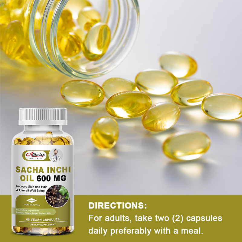 Sacha Inchi Oil Softgel Capsules l Source of omegas 3, 6 and 9 l Healthier Essential Fatty Acids Source l Non GMO and Gluten Free l 120Ct 600mg