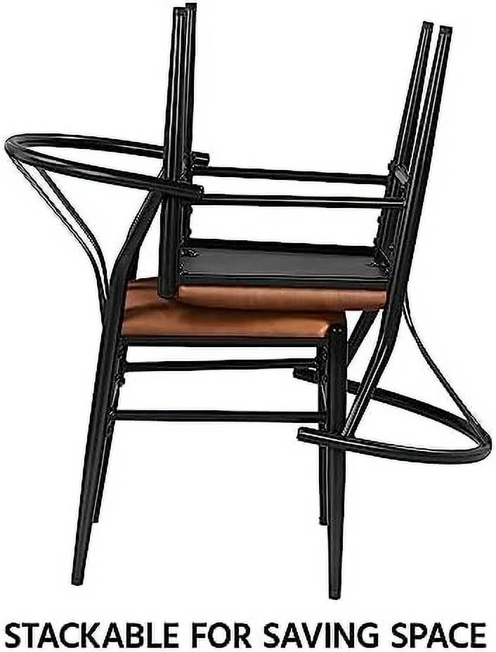 TJUNBOLIFE Weave Dining Chairs Dining Room Chairs  Mid-Century Modern Dining Chairs PU Leather Arm Chairs Upholstered Dining Chairs with Open Backrest Metal Frame Accent Chair  Retro Brow