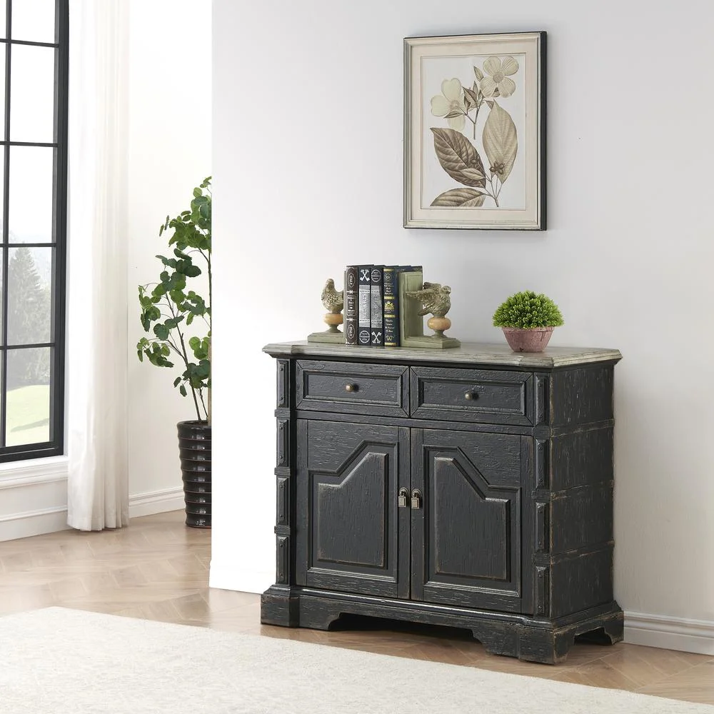 Coast To Coast Imports Karsyn Wood 2-Door Cabinet in Rustic Black