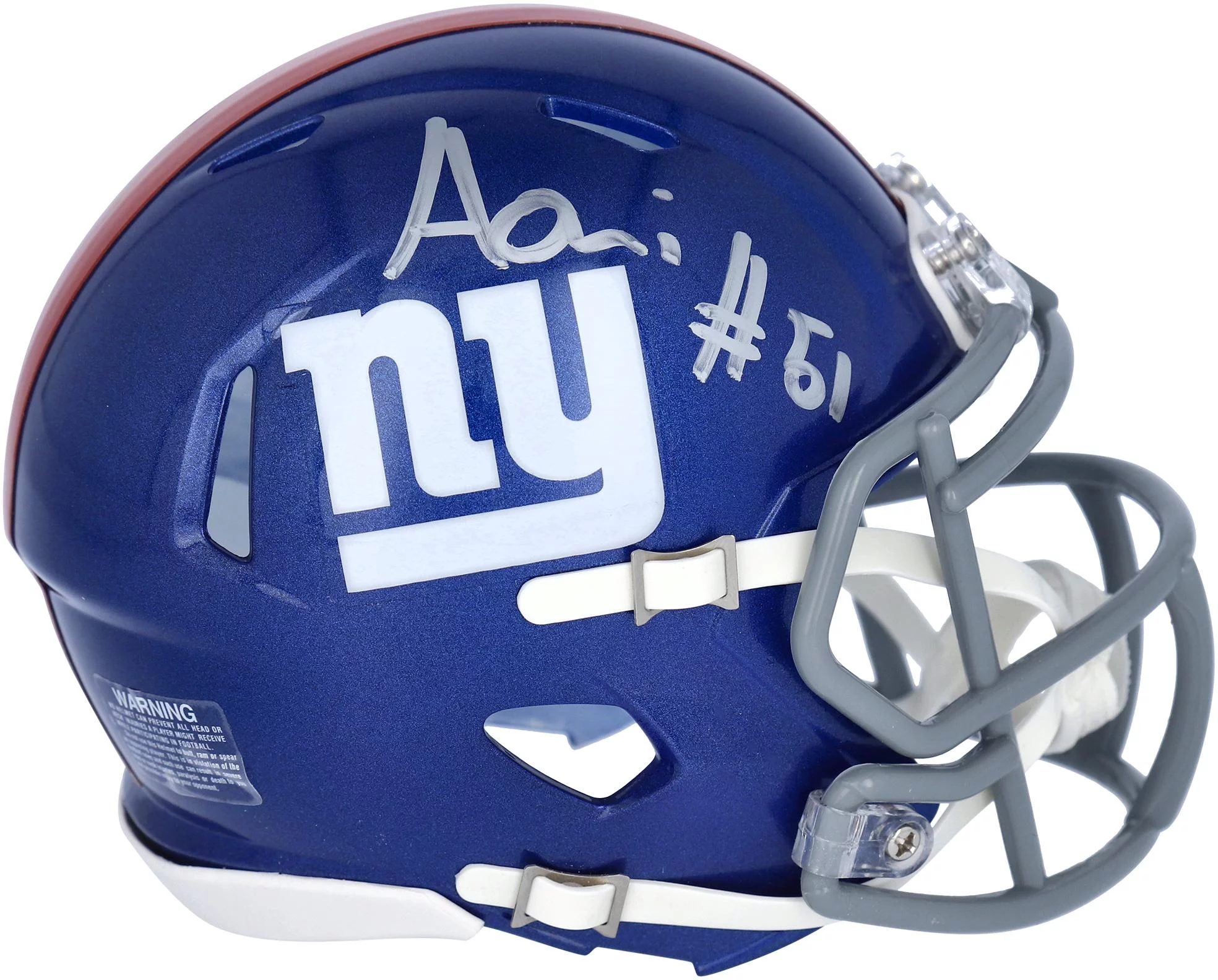 Azeez Olujari New York Giants Autographed Riddell Speed Mini Helmet - Fanatics Authentic Certified