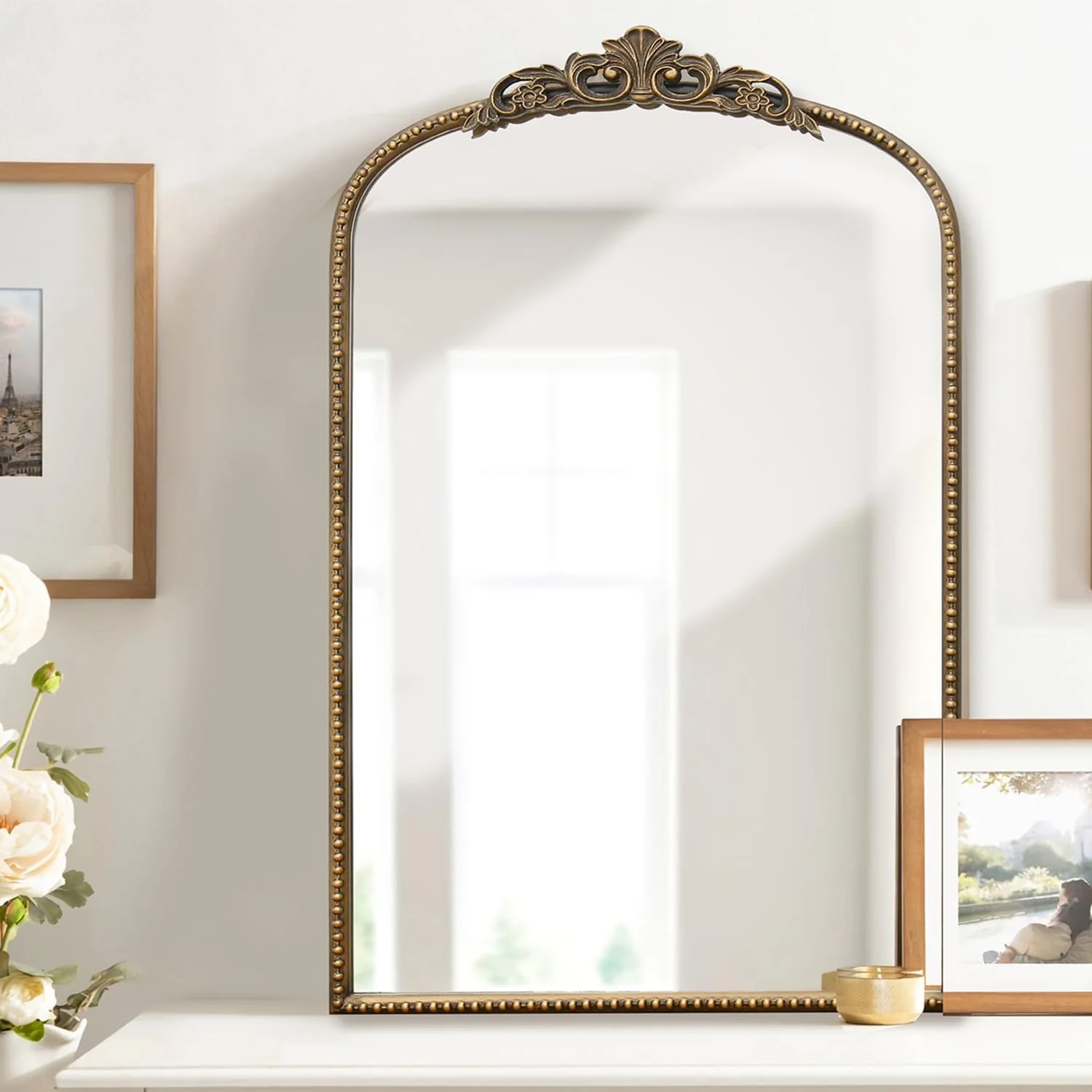 YILAN Antique French Vintage Arched Mirror, 31