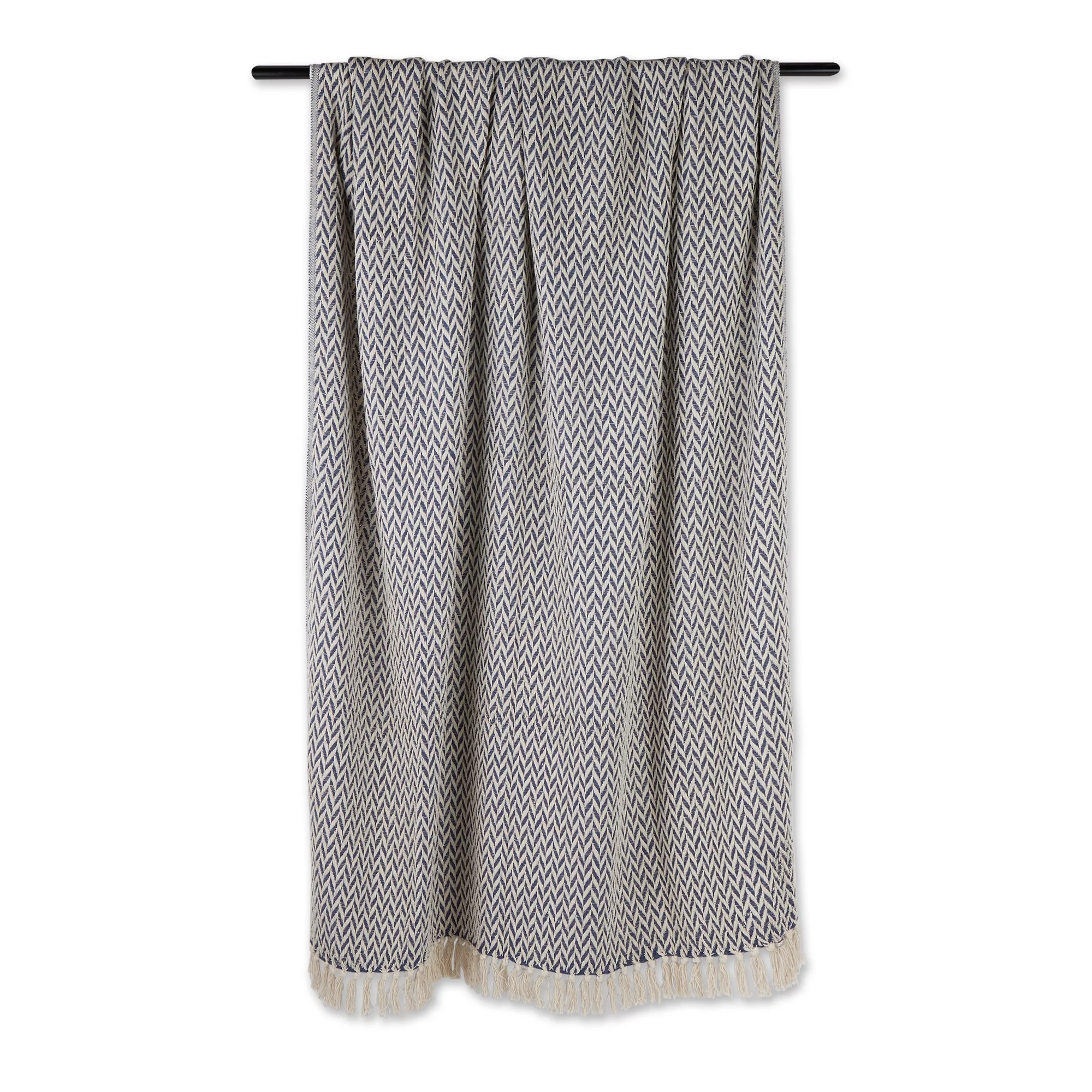 Nautical Blue Cotton Zig-Zag Throw