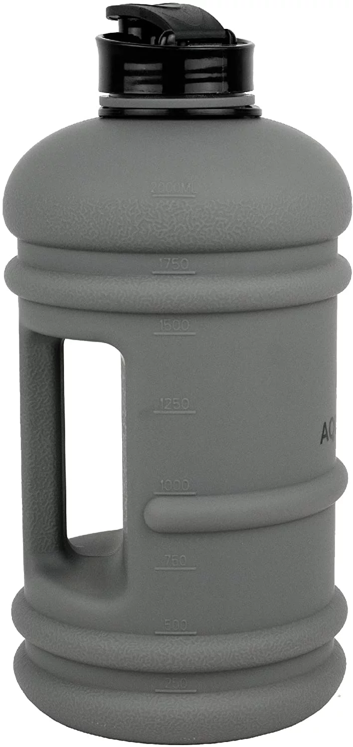 Aqua Jug Big Water Bottle, Dishwasher Safe BPA Free Drinking Water, Smoke Gray 2.2L, Great for Gym Fitness Workout Sports Hiking and more
