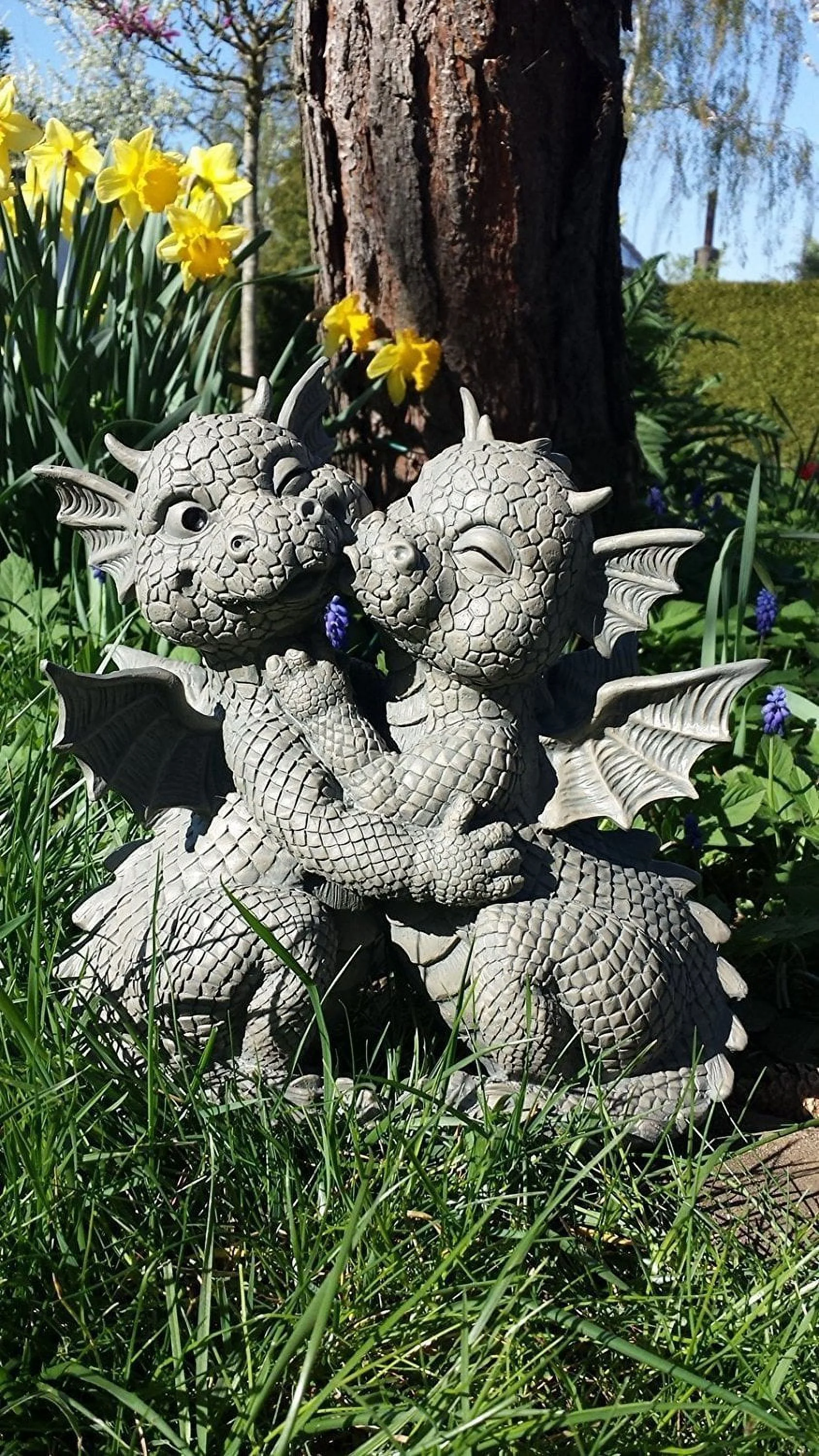 Pacific Giftware Garden Dragon Loving Couple Garden Display Decorative Accent Sculpture Stone Finish 10 Inch Tall