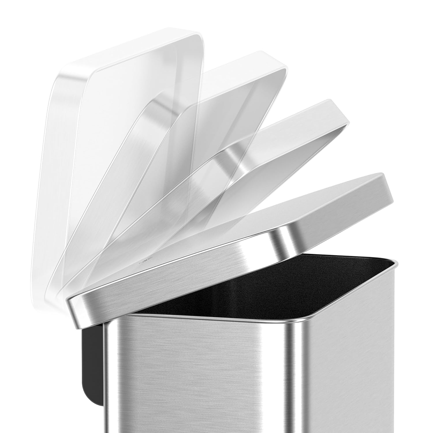 75L/19.8Gal Heavy Duty Hands-Free Stainless Steel Commercial/Kitchen Step Trash Can, Fingerprint-Resistant Soft Close Lid, Rectangle Shape (75L Rectangle)