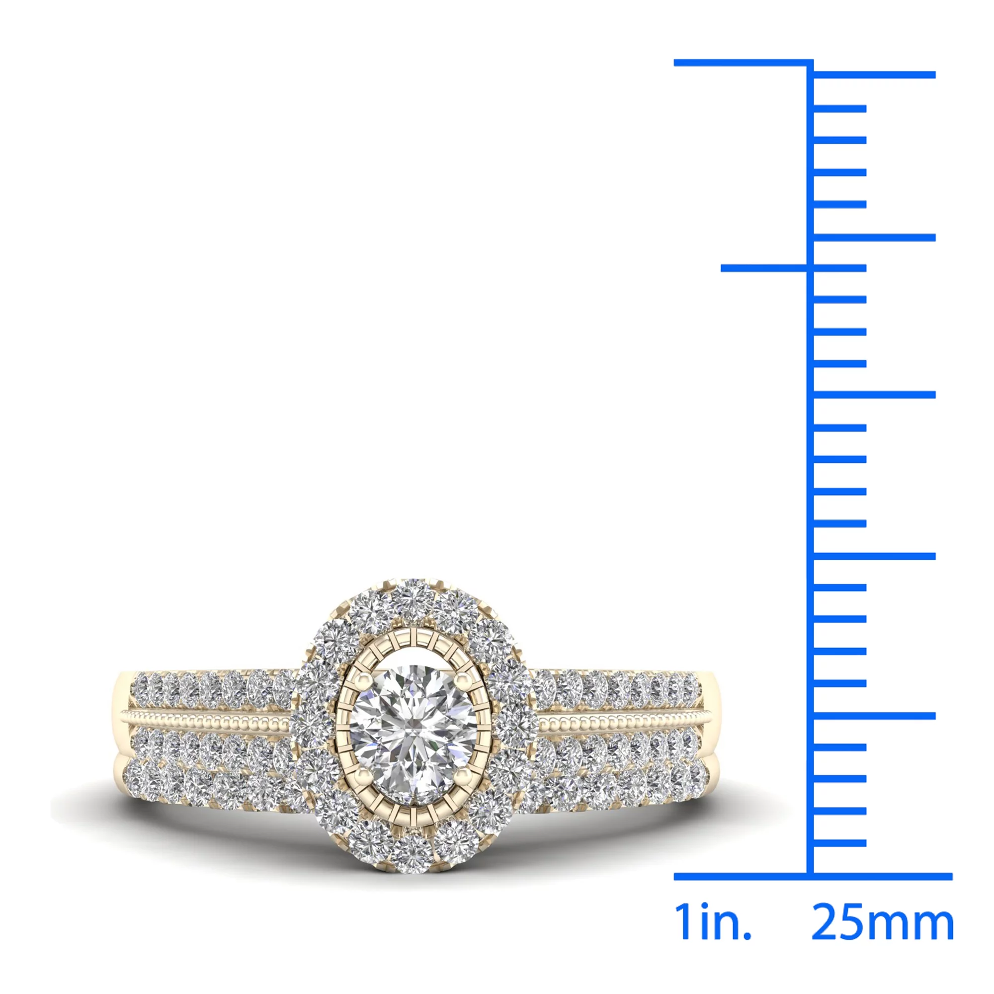 1/3ct TDW Diamond 10K Yellow Gold Oval Shape Halo Bridal Set