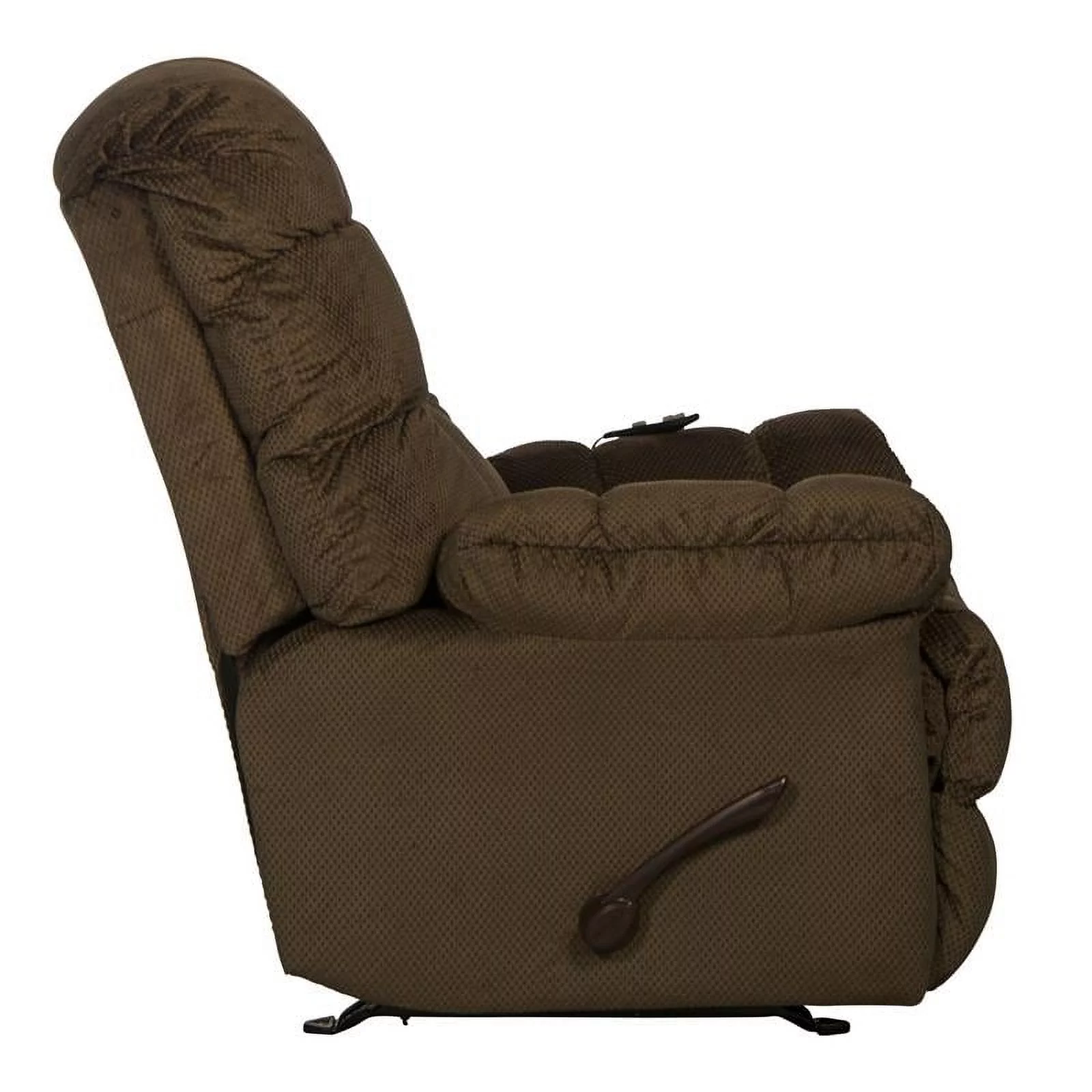 Bowery Hill Chaise Rocker Recliner with Heat & Massage in Brown Polyester Fabric