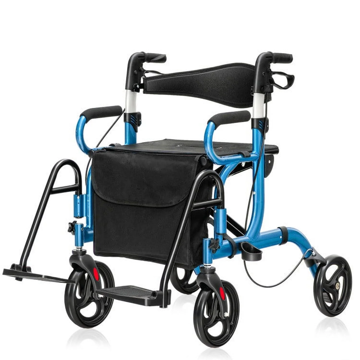 Folding Rollator Walker with 8-inch Wheels and Seat - 21.0