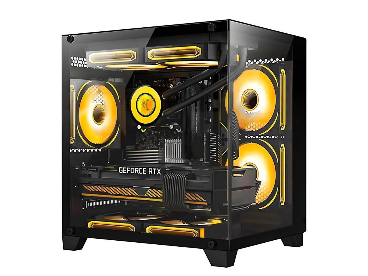 Orangexin Gaming PC -AMD Ryzen 5 5600X 3.7 GHz , Radeon RX 6750 GRE 12G ,16GB DDR4 3200MHz ,1TB PCIe+1TB SATA SSD, 240mm AIO,WiFi ,Boothblue &RGB Fans Windows 11 Pro Desktop