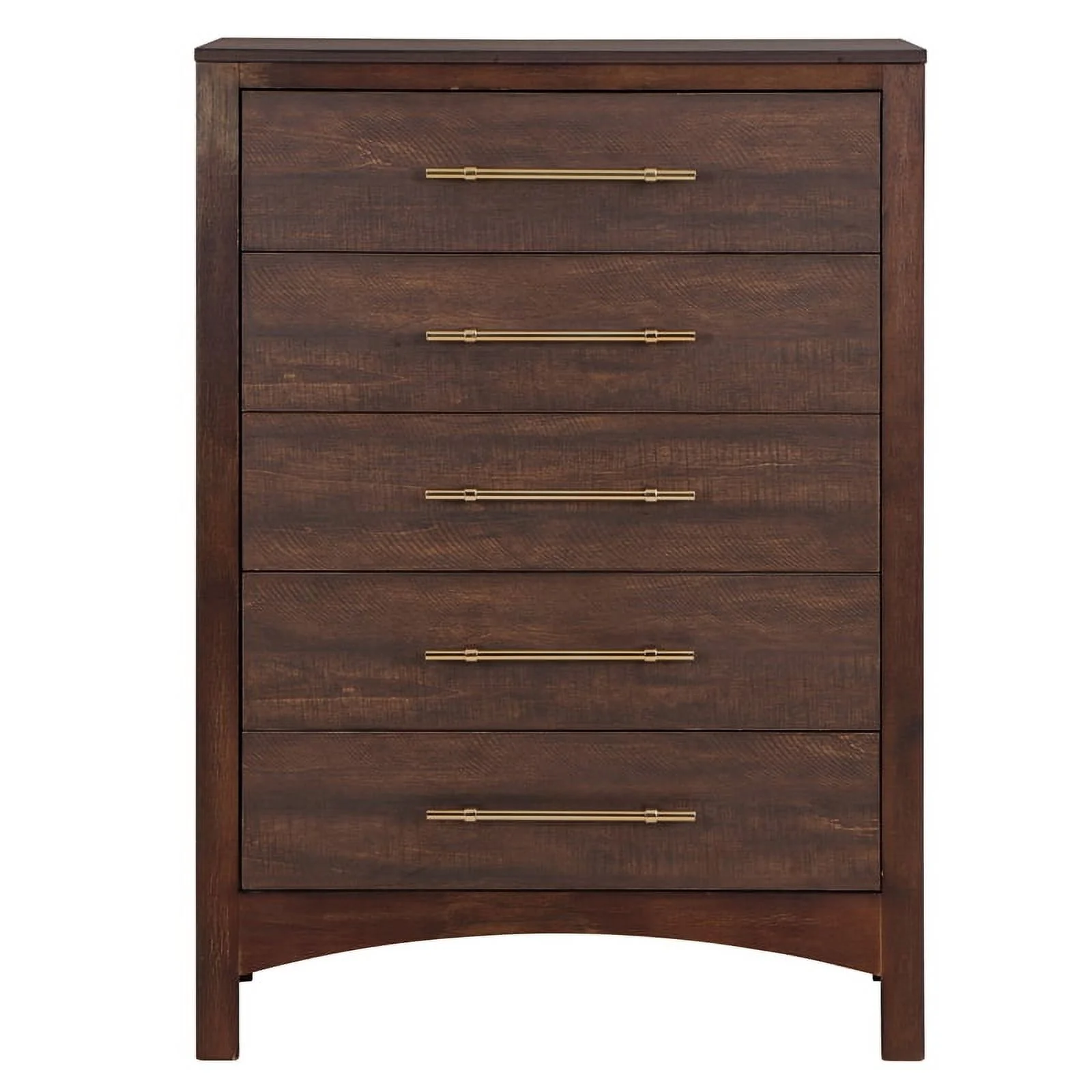 Home Square 3-Piece Set with 2 Nightstands and 5-Drawer Chest in Walnut