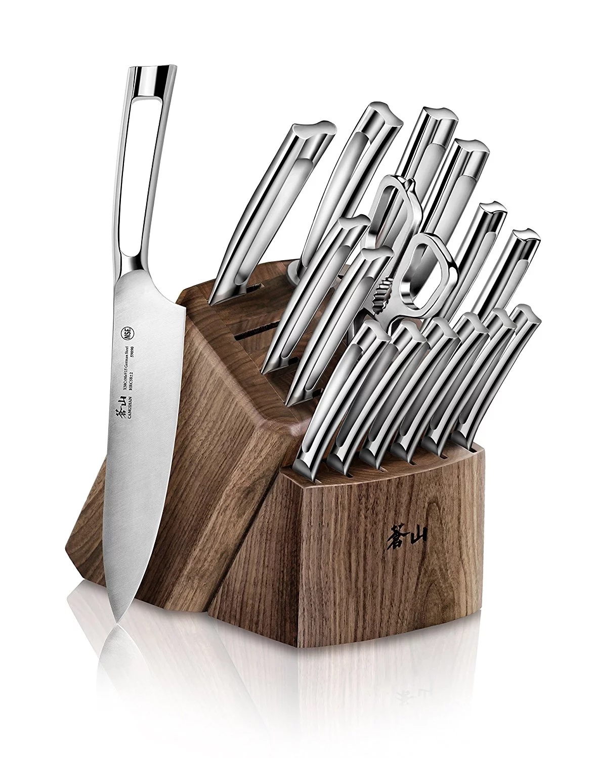 Cangshan N1 Series 1022636 German Steel Forged 17-Piece Knife Block Set , Walnut