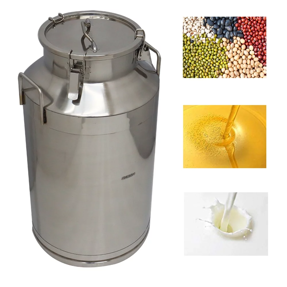 TECHTONGDA Food Storage Barrel 15.8 Gallon Stainless Steel Wine Milk Pail Oil Can with Embedded Silicone Sealed Lid 60L