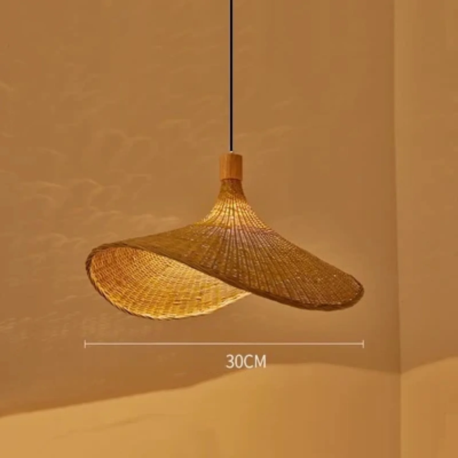 Hand Woven Bamboo Rattan Pendant Lamp - Exquisite Hanging Lighting Fixture for Restaurant  Bedroom  and Living Room Decor - Unique Chandelier