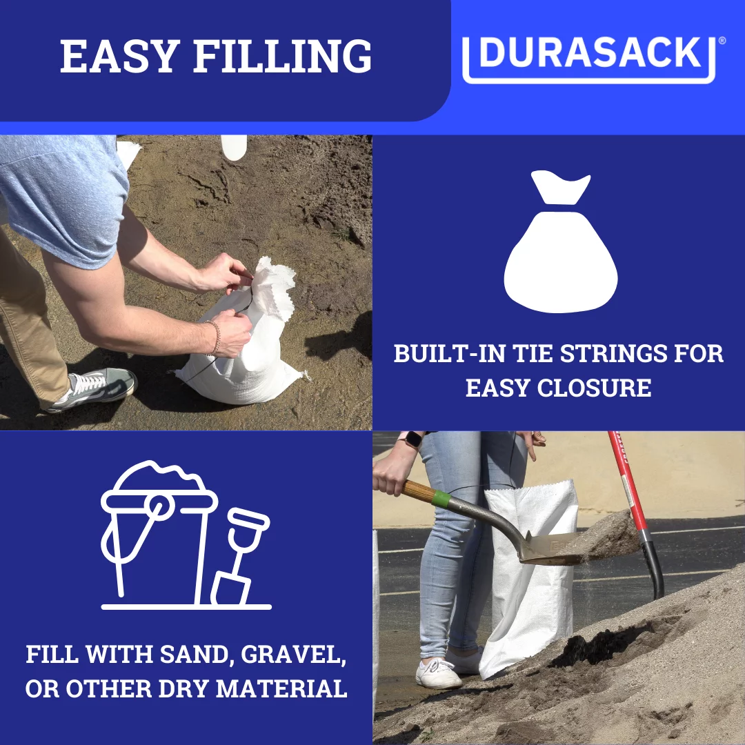 DURASACK Heavy Duty Sand Bags with Tie Strings (100 Bags) - 15