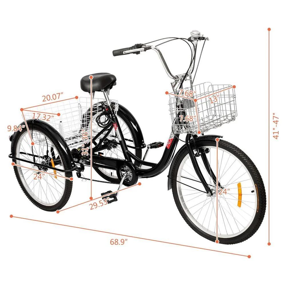 Ktaxon Adult Tricycle, with 24