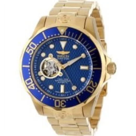 Invicta Men's 13711 Grand Diver Automatic Blue Textured Dial 18k Gold Ion-Pla