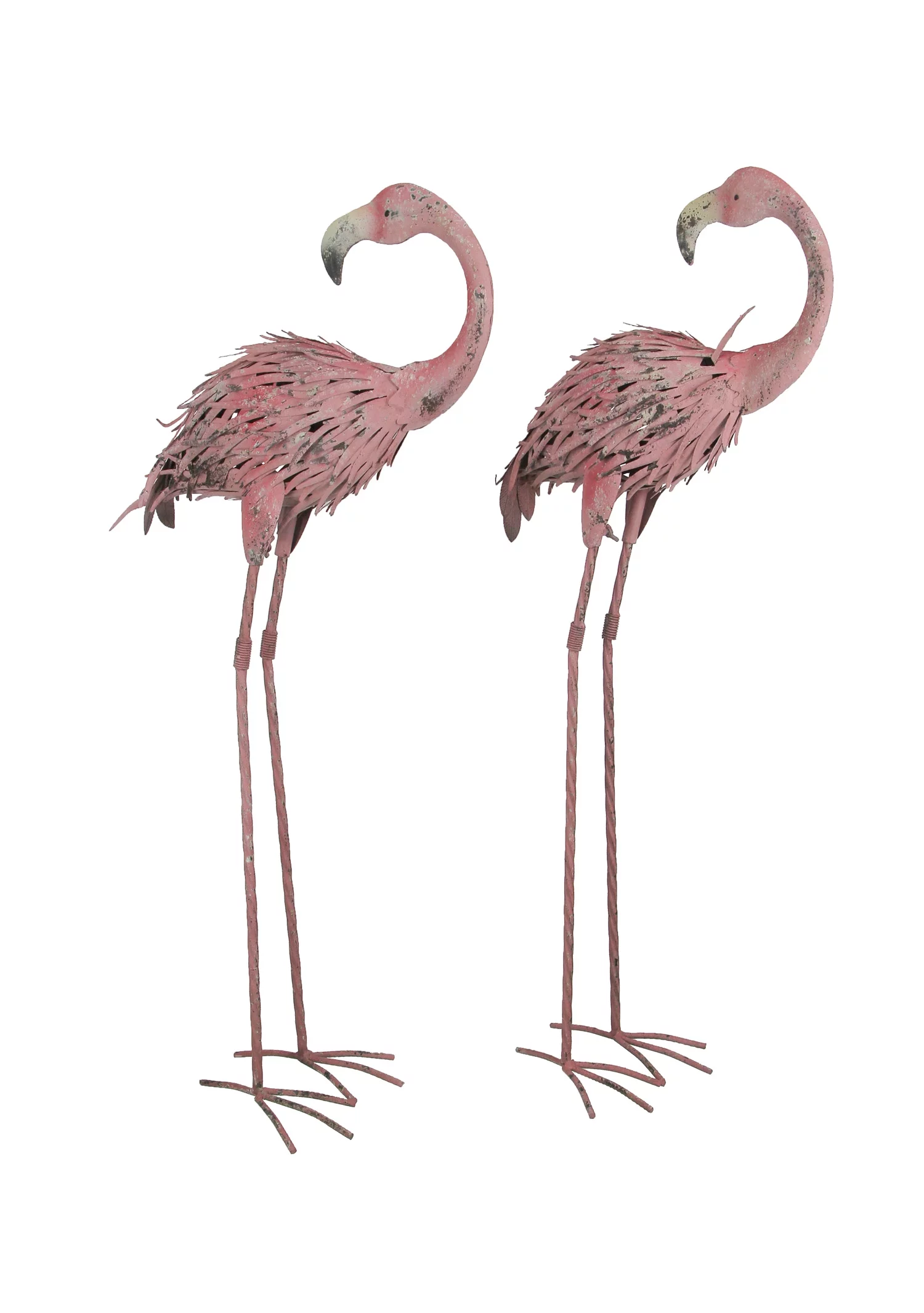 Things2Die4 Pair of 34 inch Tall Decorative Metal Pink Flamingo Yard Statues