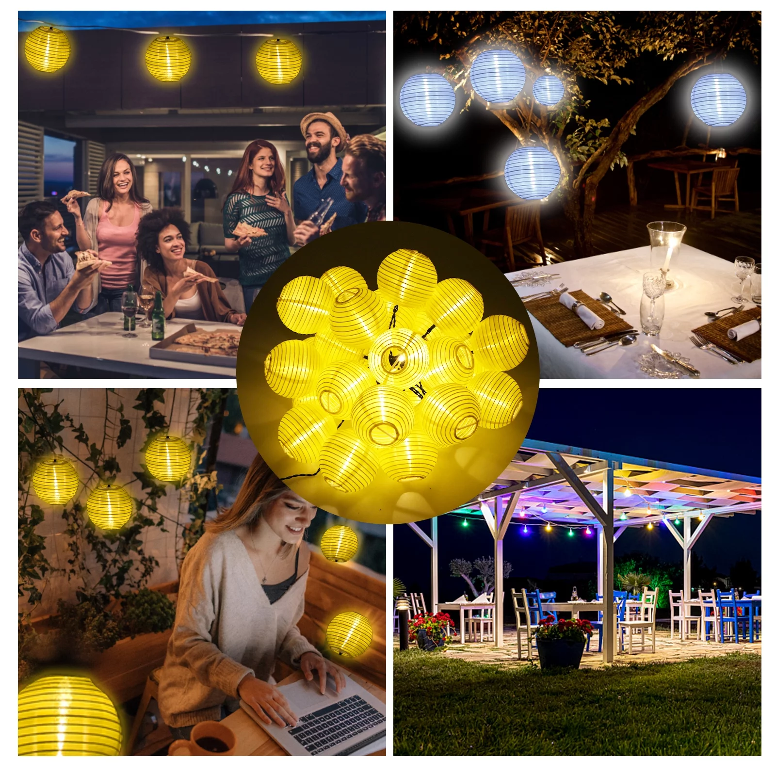 8Meters/26.2Ft 40 LEDs Solar Powered Energy Fairy String Lantern Light Lawn Lamp with Constant Bright & Flash 2 Modes Flexible Twistable Bendable IP44 Water Resistance Built-in 400mAh High