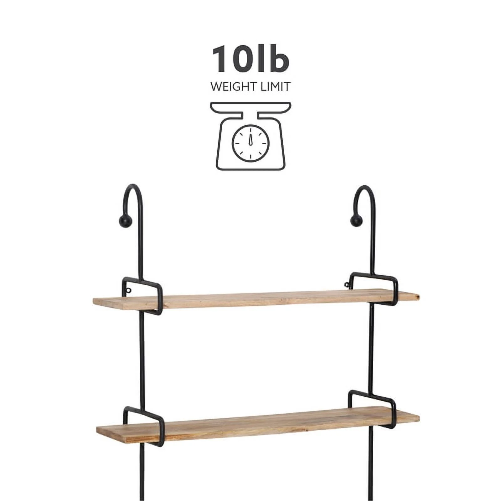 Linon Chrisley Metal Wall Shelves in Black