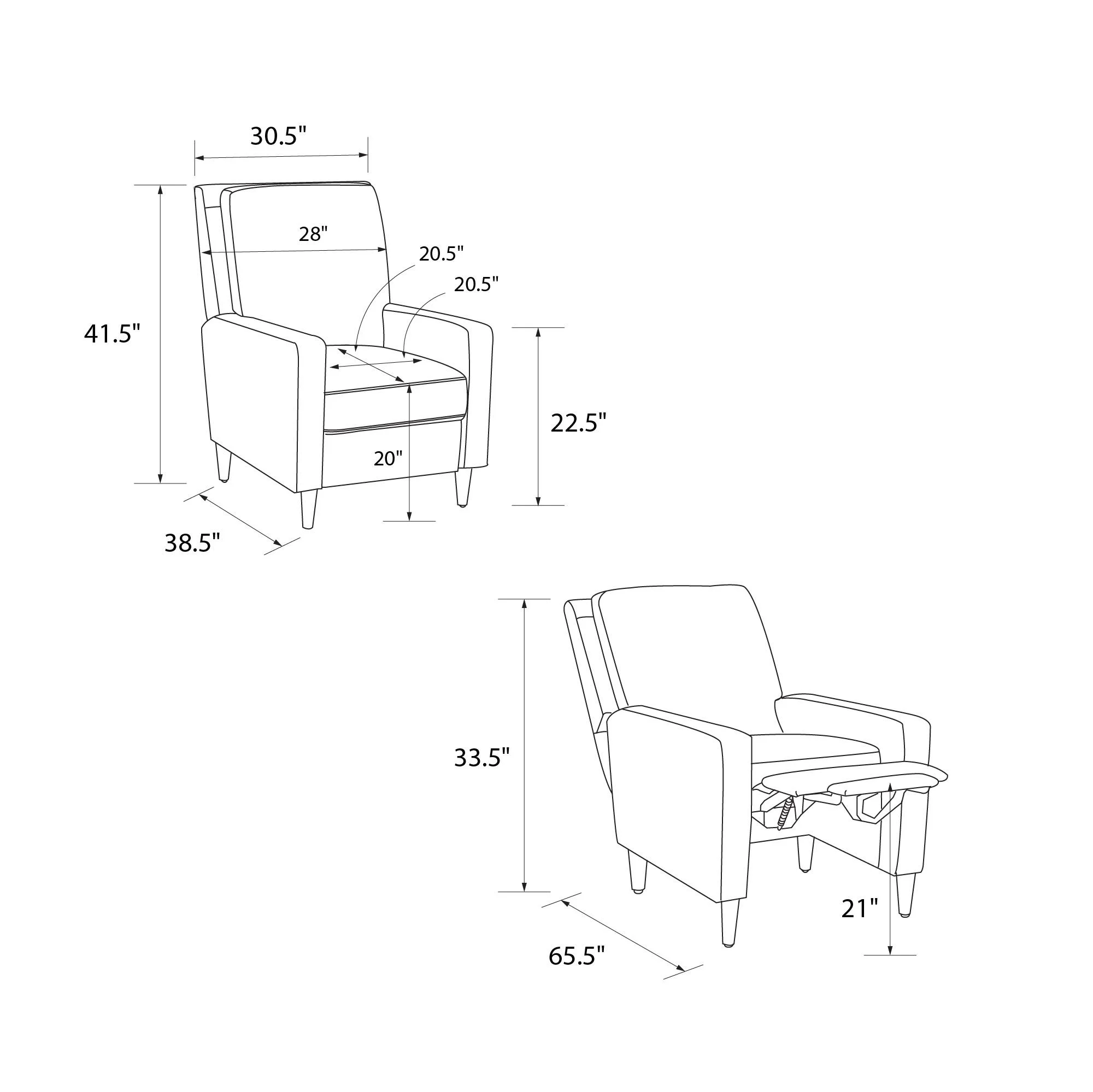Novogratz Lana Pushback Recliner, Light Gray Velvet