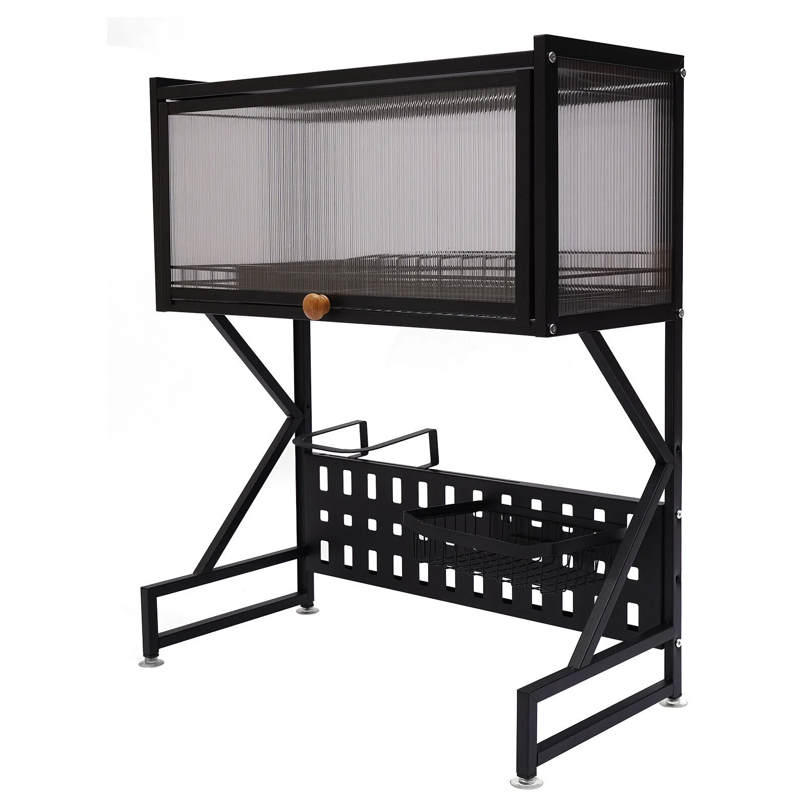 Kitchen Storage Shelf Cutlery Drainer Rack Over Sink Dish Drying Rack W/ Basket 25.6 