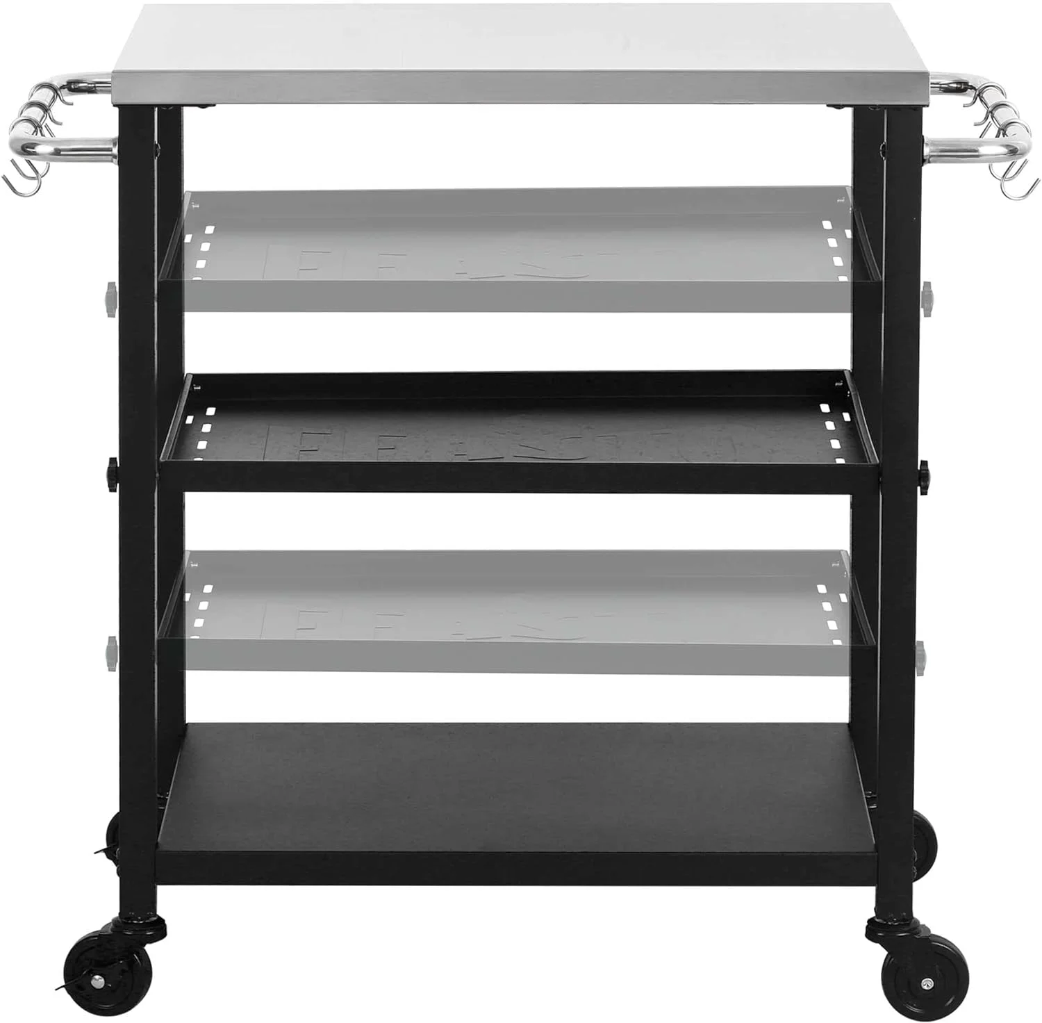 3-Shelf Adjustable Layer’s Indoor&Outdoor Grill Table,Movable Work Table,Grill Cart,Outdoor Cooking Table,Grill Table for Outside,Outdoor Bar Cart with Wheels,Stainless Steel Tabletop,L34xW16.1