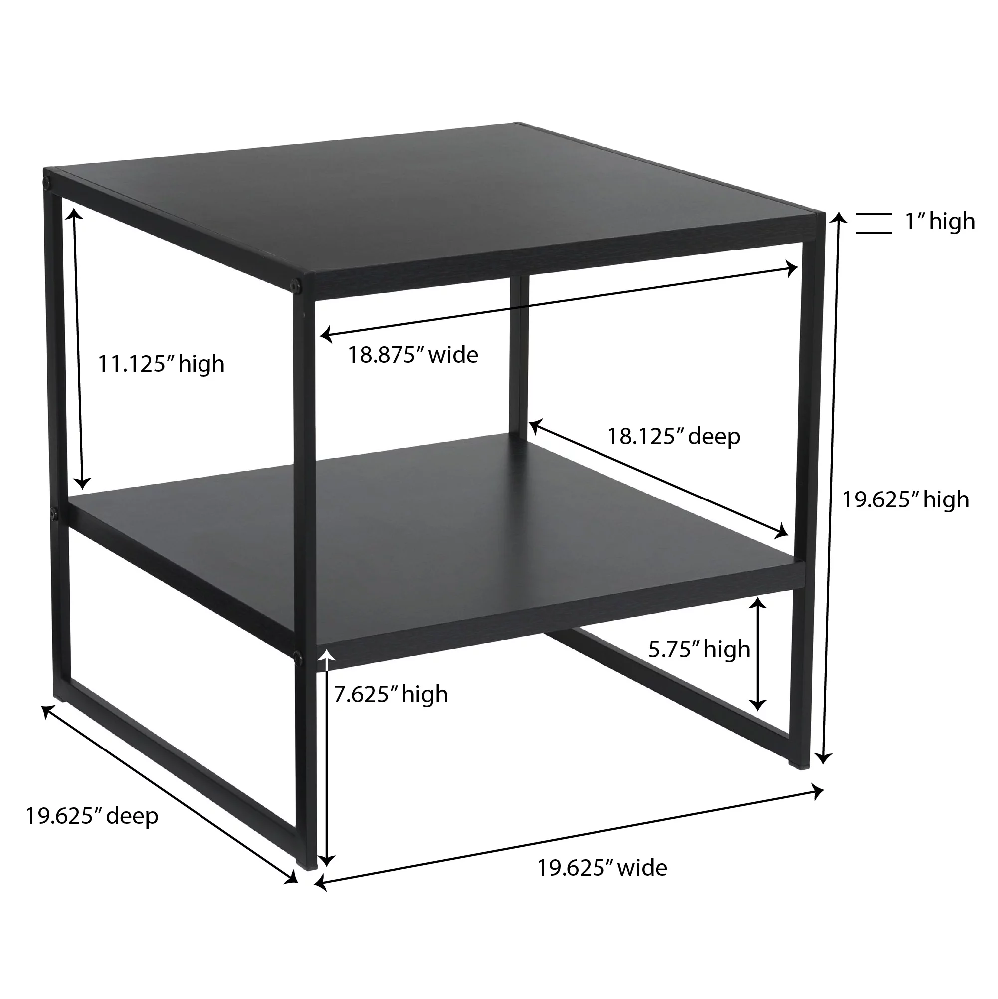 Household Essentials Square End Table in Black Wood Grain