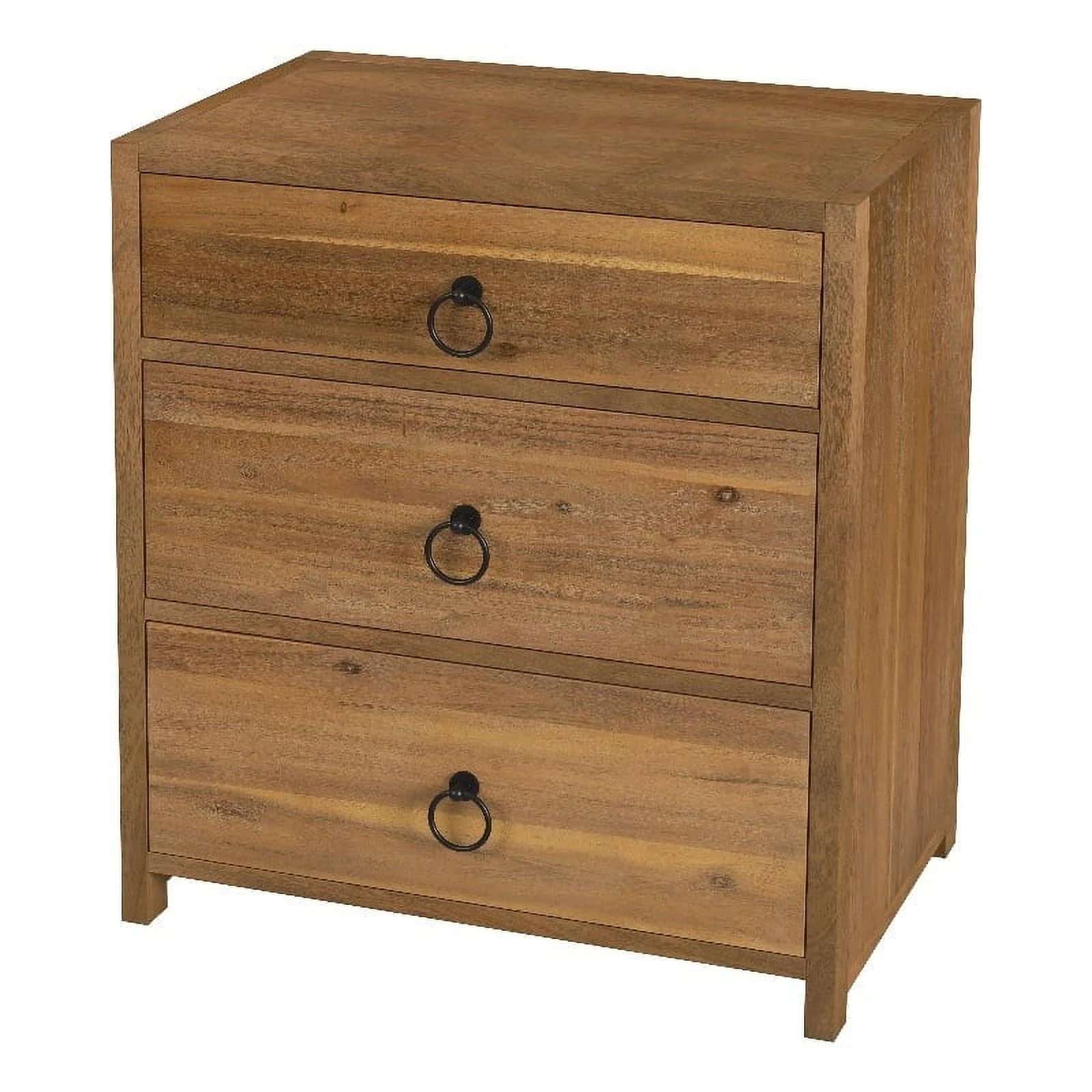Home Square 3 Drawer Wood Nightstand in Natural Finish - Set of 2
