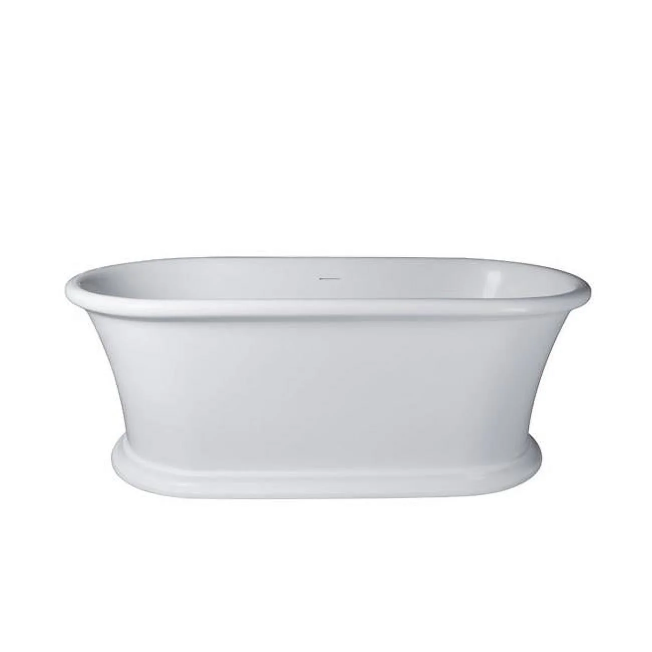 Vanity Art VA6916-MS 61 x 31.5 x 23.5 in. Freestanding Solid Surface Resin Soaking Bathtub with Slotted Overflow & Pop-Up Drain, Matte White