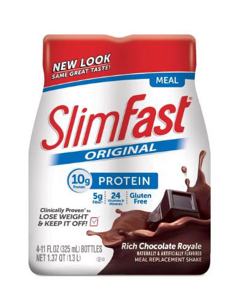 SlimFast Original Meal Replacement Shakes, Rich Chocolate (Pack of 18)