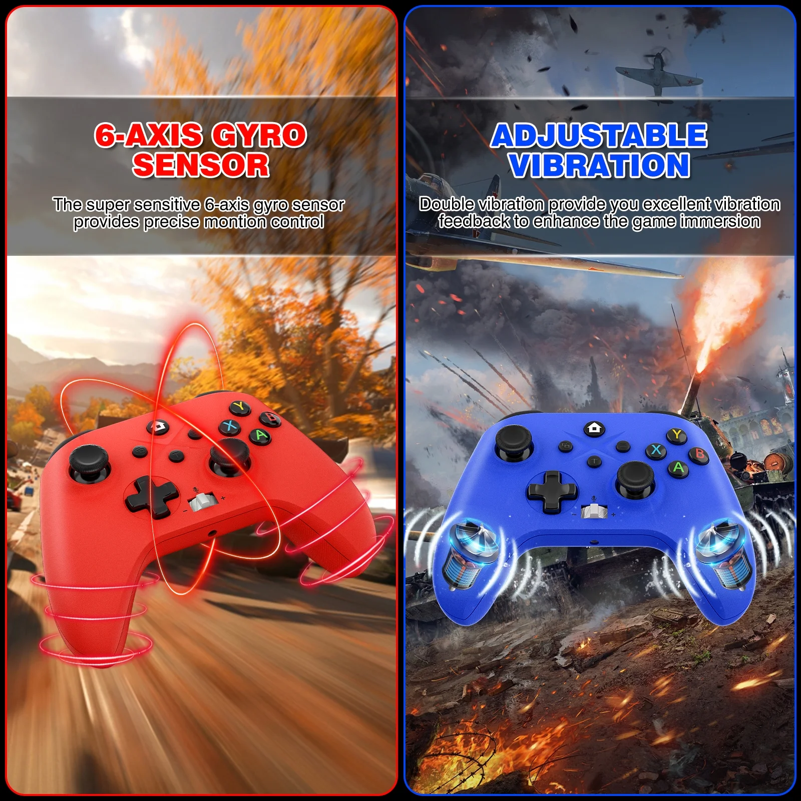 2 Pack Wireless Xbox One Controller, Compatible with Xbox One/One X/One S/Xbox Series S/Series X/PC (Blue and Red)