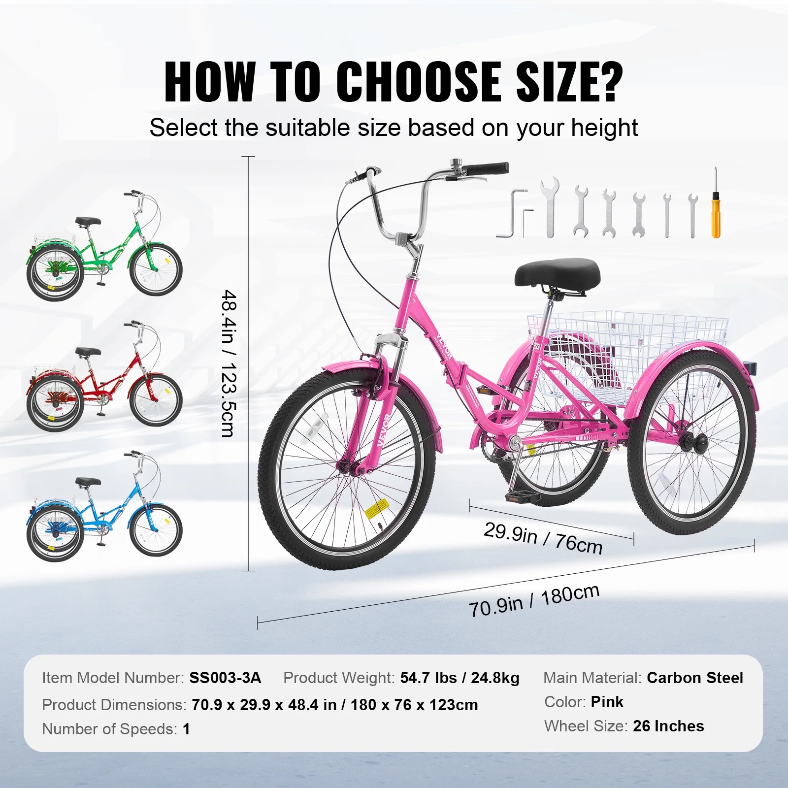 SKYSHALO Folding Adult Tricycle 26