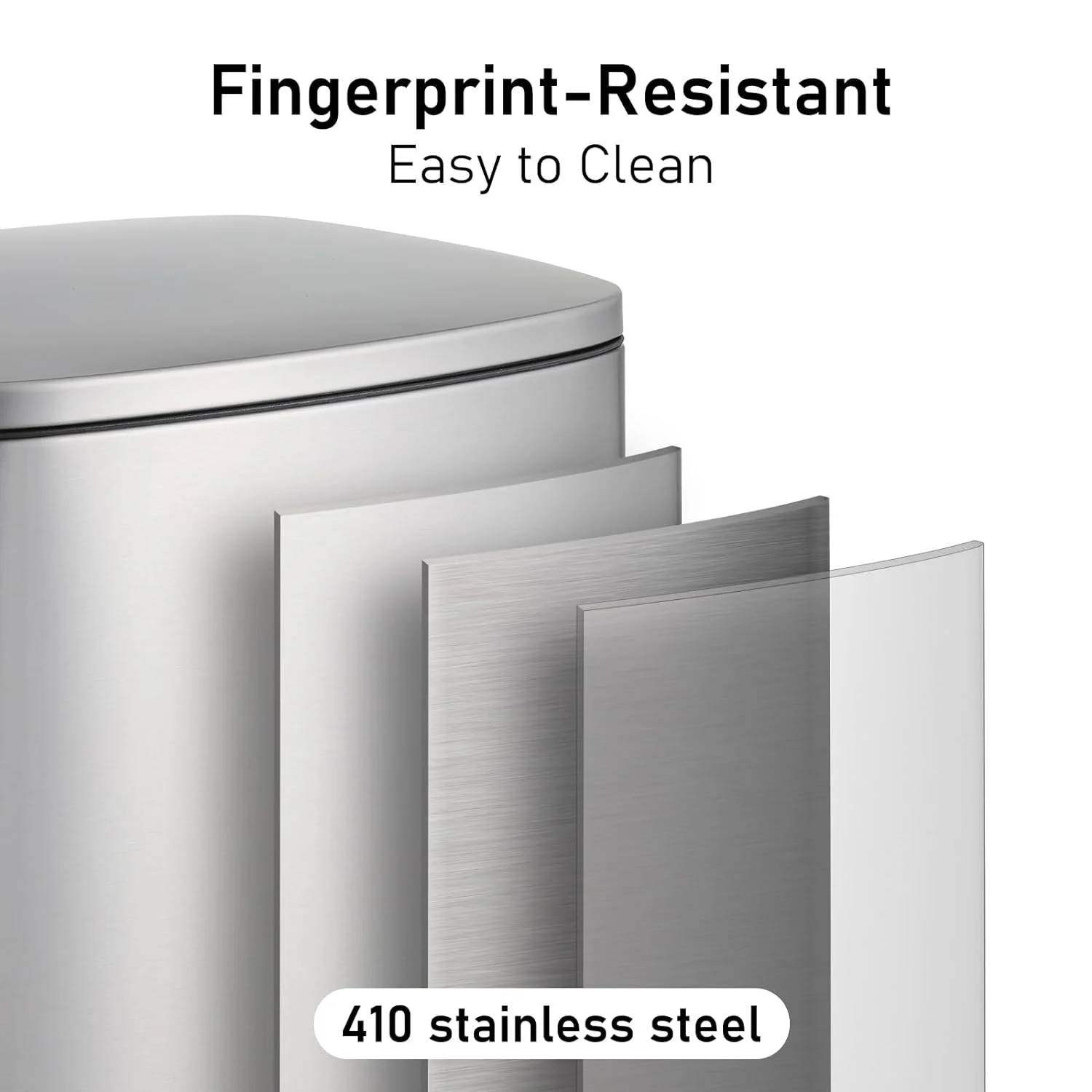 LAZY BUDDY 13.2 Gallon and 1.3 Gallon Trash Can Combo Set, Stainless Steel Kitchen Garbage Can with Foot Pedal & Lid