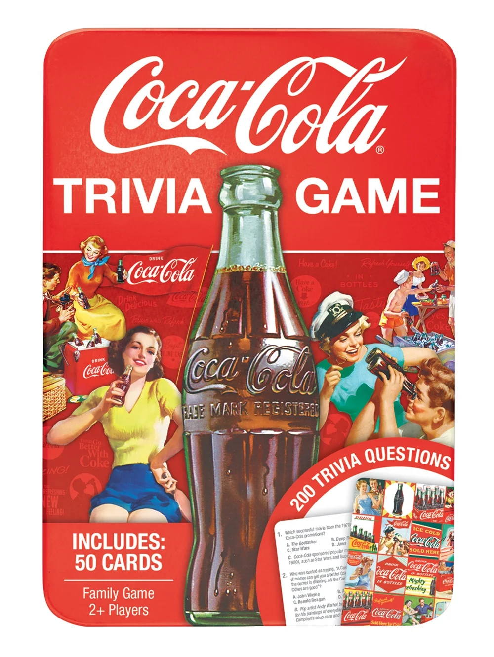 MasterPieces Family Game - Coca-Cola Trivia Game with Collectible Tin