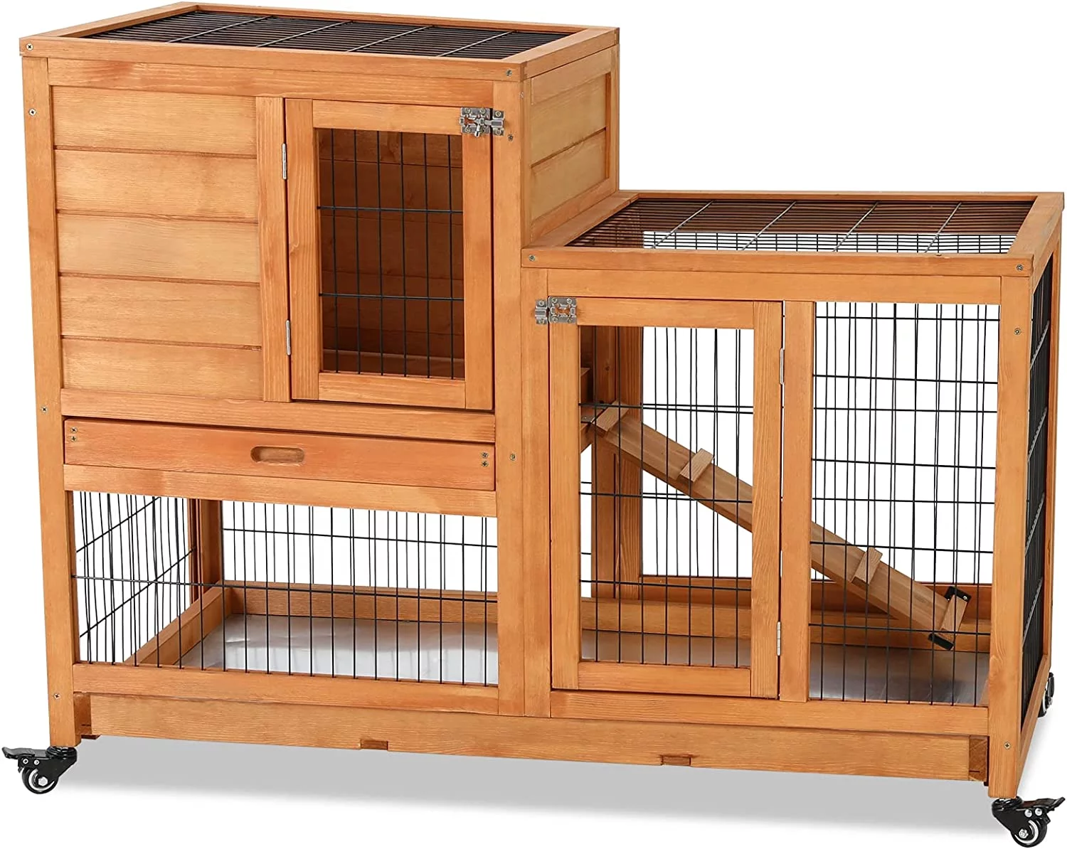Increkid Rabbit Hutch Bunny Cage Pet House for Small Animals with Wheels